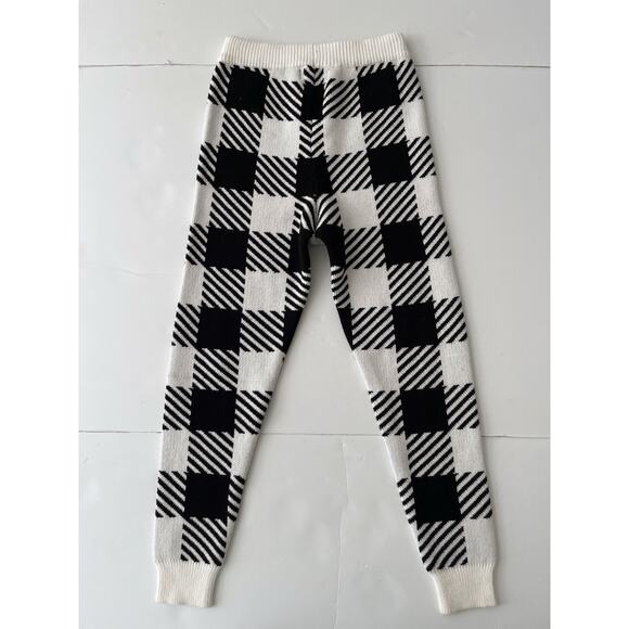 Beach Bunny Knit Joggers Pants Women S White Black Buffalo Check Stretch Cozy - Picture 11 of 11